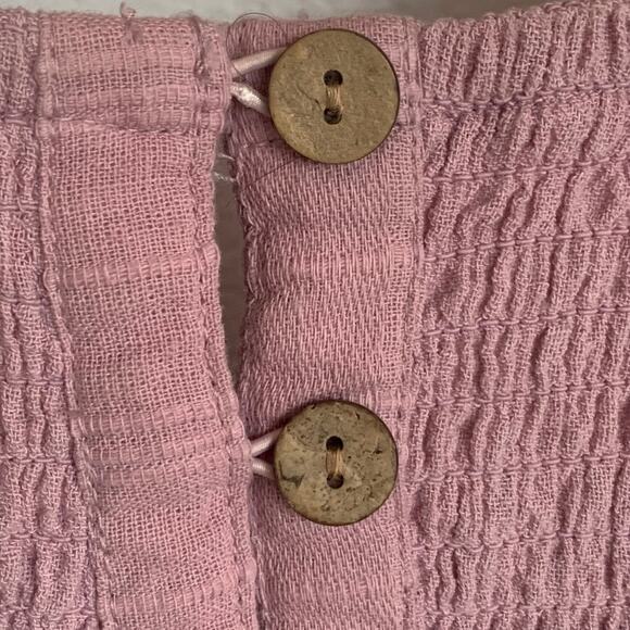 Free People Summer Picnic Smocked Balloon Sleeve Mini Dress in Purple Pink - Picture 8 of 15